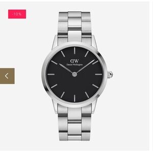 Daniel Wellington Silver Watch with Black Dial